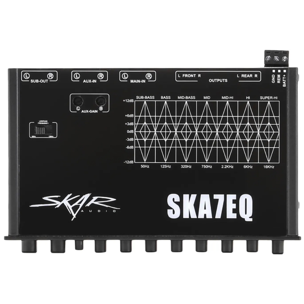 SKA7EQ | 7 Band 1/2 DIN Car Audio Pre-Amp Graphic Equalizer